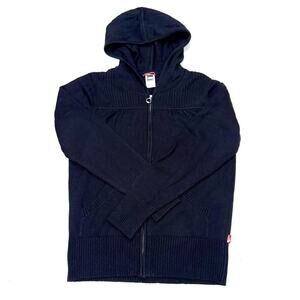 The North Face Women’s Large Full Zip Wool Knit Hoodie Sweater Black